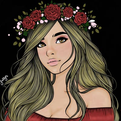 realistic girl with flower crown