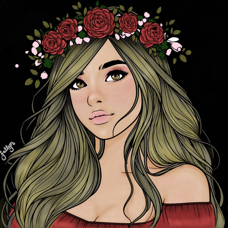 realistic girl with flower crown