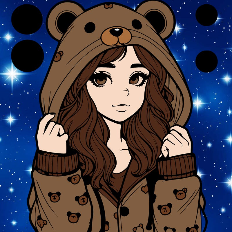 realistic girl in a animal pjs hoodie