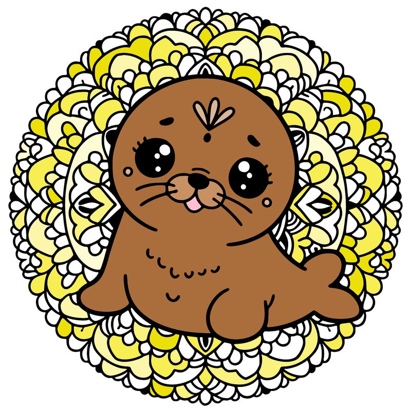 a cute baby seal mandala