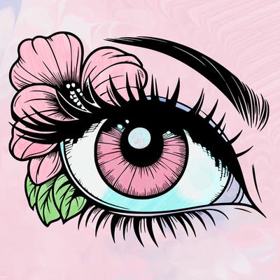 realistic eye with flower