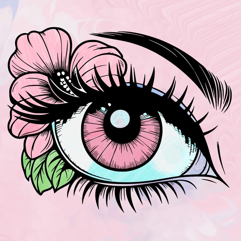 realistic eye with flower