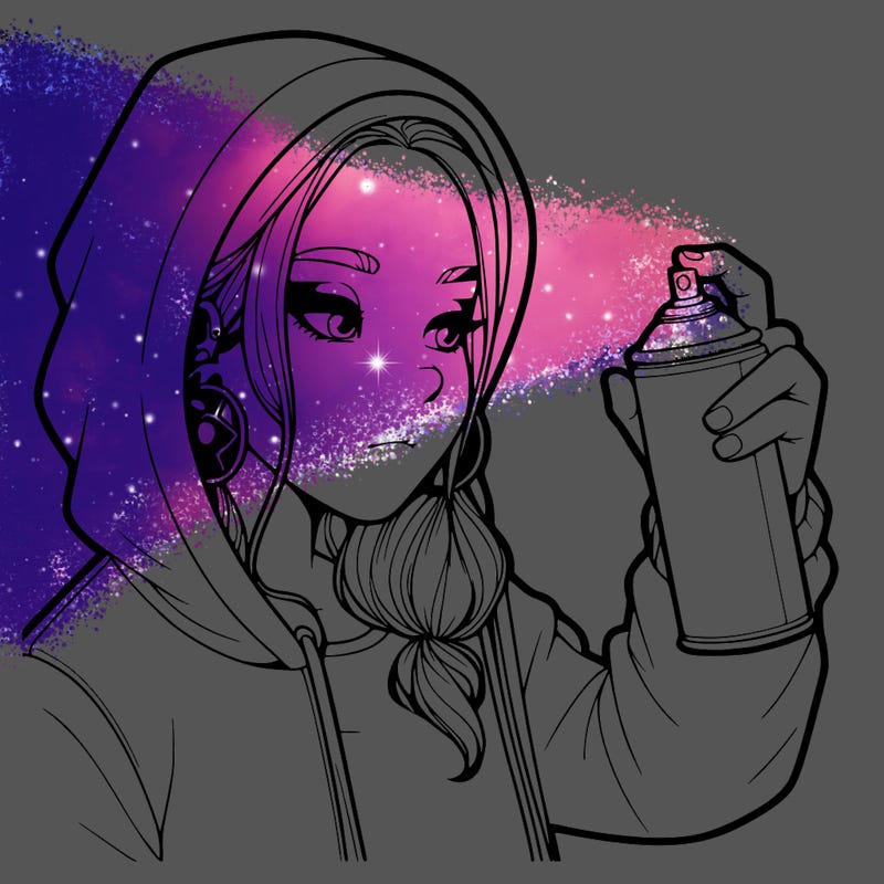 a realistic girl, spray painting