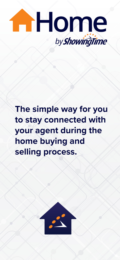Home by ShowingTime app welcome screen describing agent communication for home buyers and sellers.