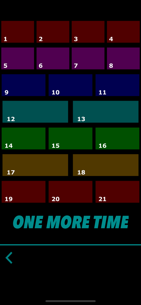 Soundboard interface for the song One More Time in the iDaft Jamming app featuring numbered colorful tiles.