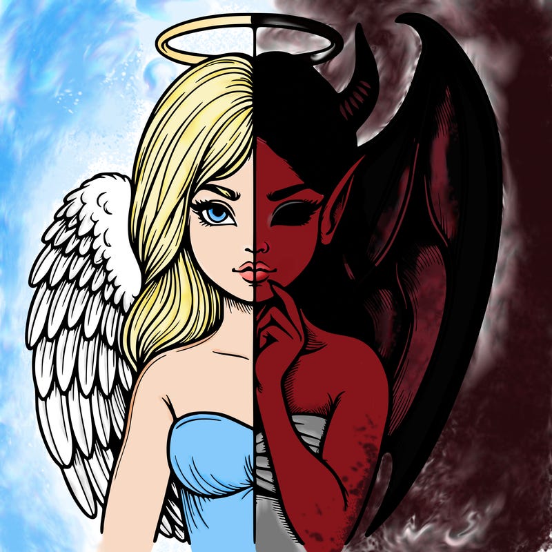 realistic angel half demon