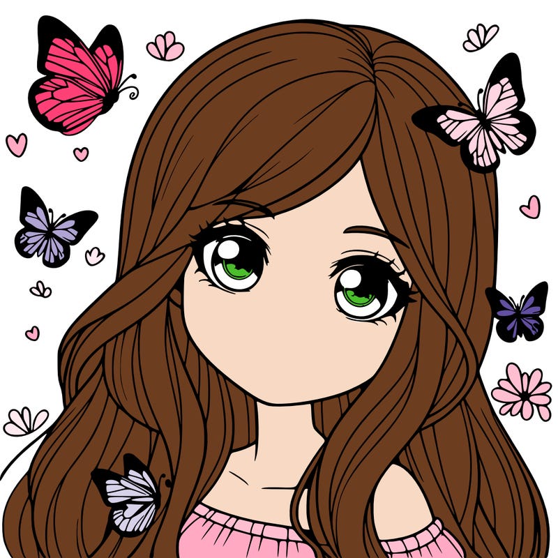 realistic girl with butterflies around her