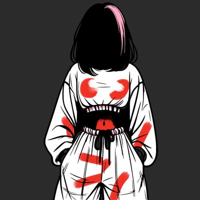 realistic girl faceless with baggy pants and a crop top