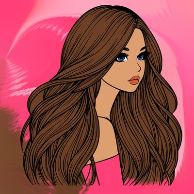 realistic girl with long realistic hair