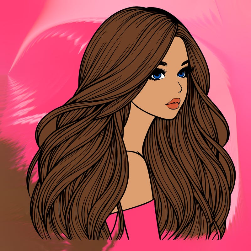 realistic girl with long realistic hair