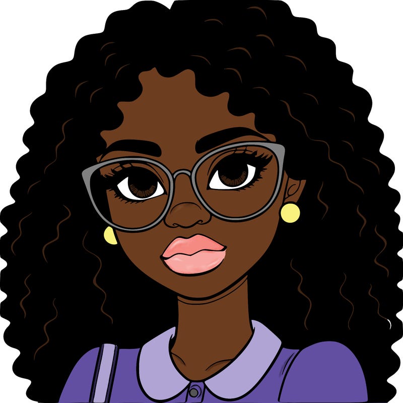 black woman with glasses.