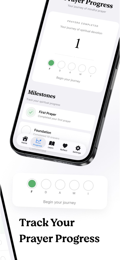 Salah Focus - Interface de l'application Salah Focus montrant le suivi de l'achèvement des prières et les étapes.