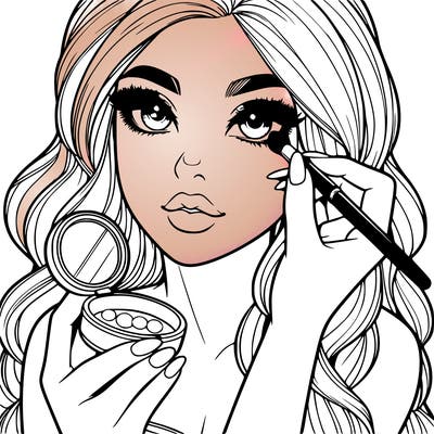 realistic girl doing makeup