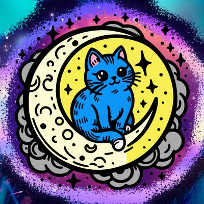cat on the moon tattoo
