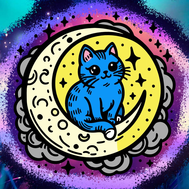 cat on the moon tattoo