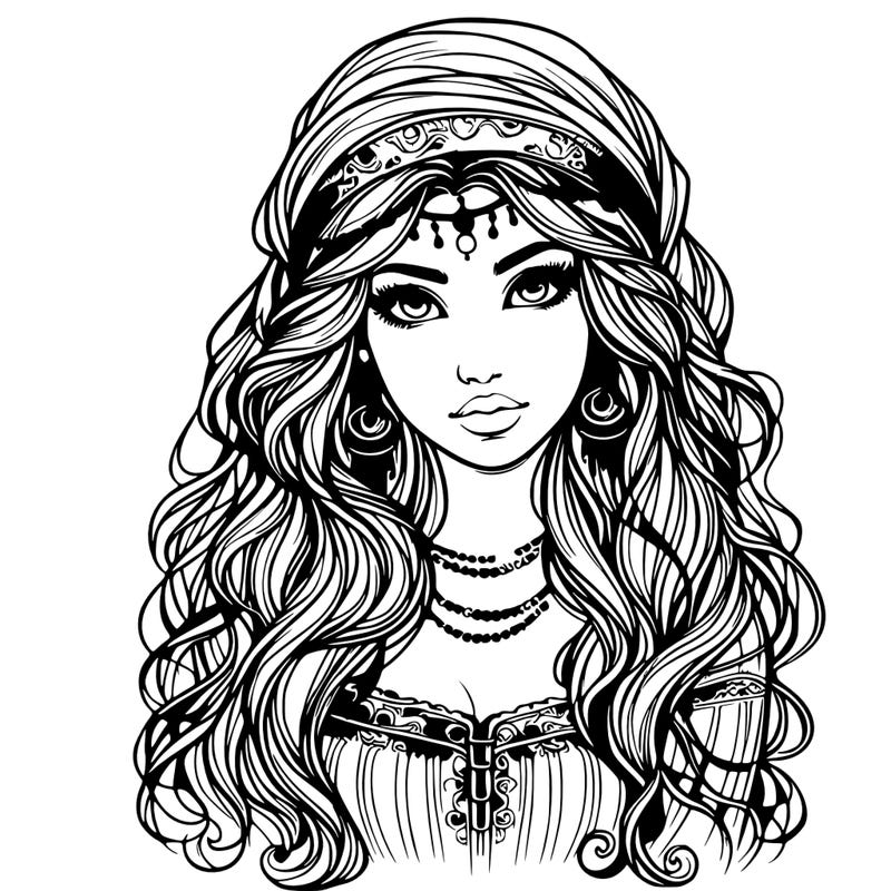 realistic beautiful mysterious gypsy girl