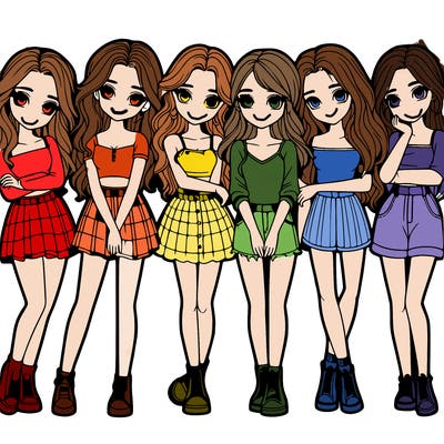 a group of girls realistic