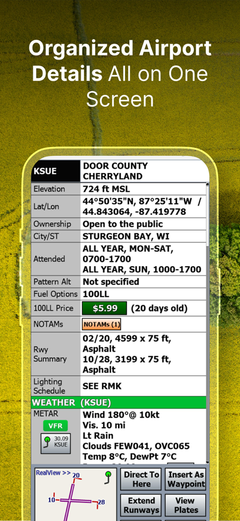 iFly EFB - Organized airport information and weather data in the iFly EFB app