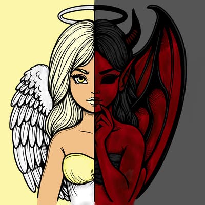 realistic angel half demon