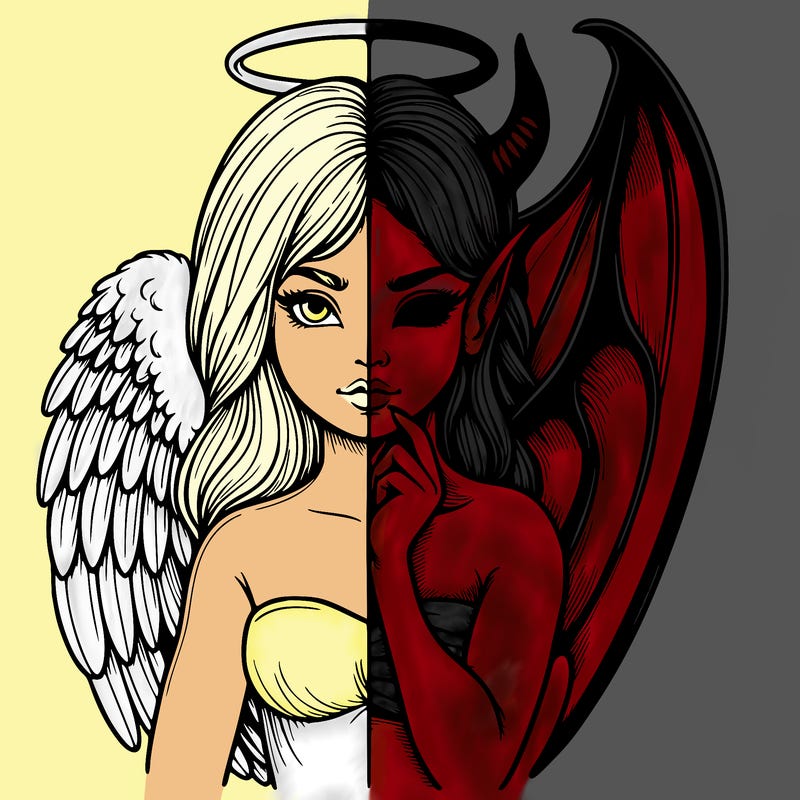 realistic angel half demon