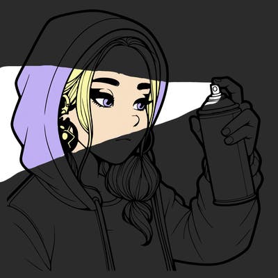 a realistic girl, spray painting