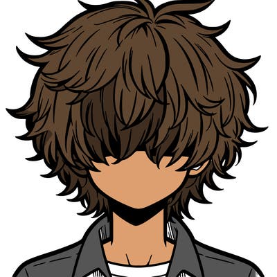 manga boy fluffy hair covering his eyes