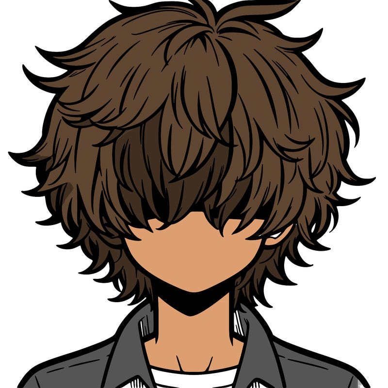 manga boy fluffy hair covering his eyes