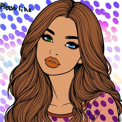 realistic girl with hair on her hair and lips
