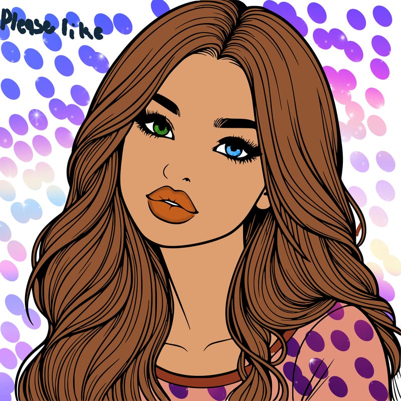 realistic girl with hair on her hair and lips