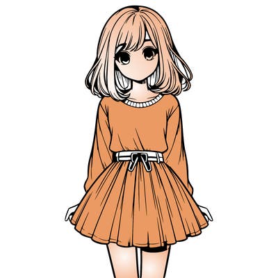 realistic girl with a skirt on