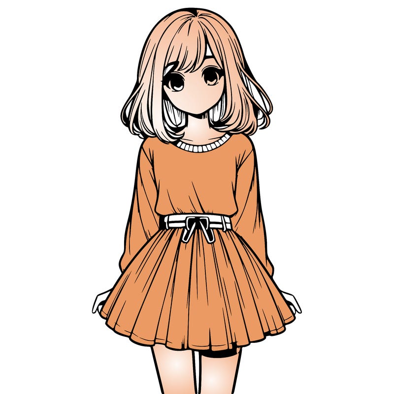 realistic girl with a skirt on