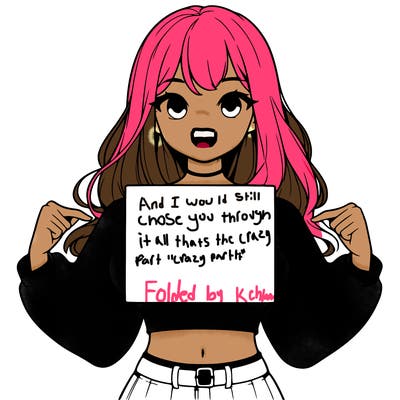 girl holding a blank sign in a long sleeve crop top