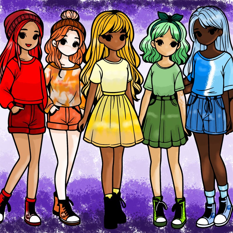 a group of five girls