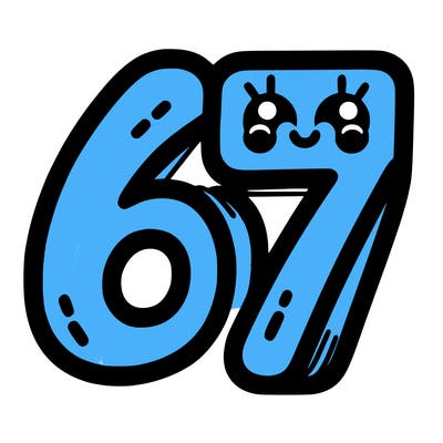 the numbers 67