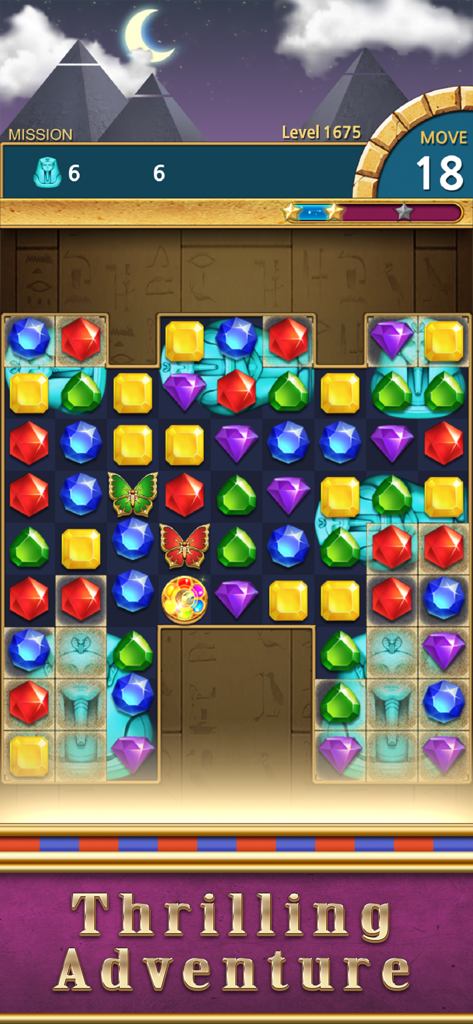 Jewels Pharaoh - Captura de pantalla del juego de puzzle Match-3 de Jewels Pharaoh con tema del Antiguo Egipto
