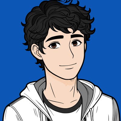 teen boy with short curly hair realistic