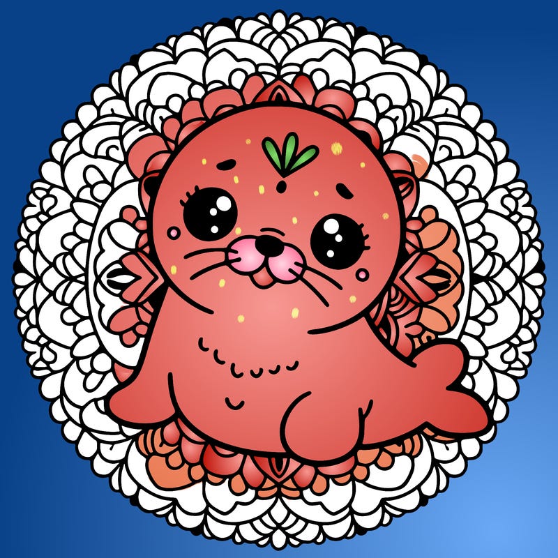 a cute baby seal mandala