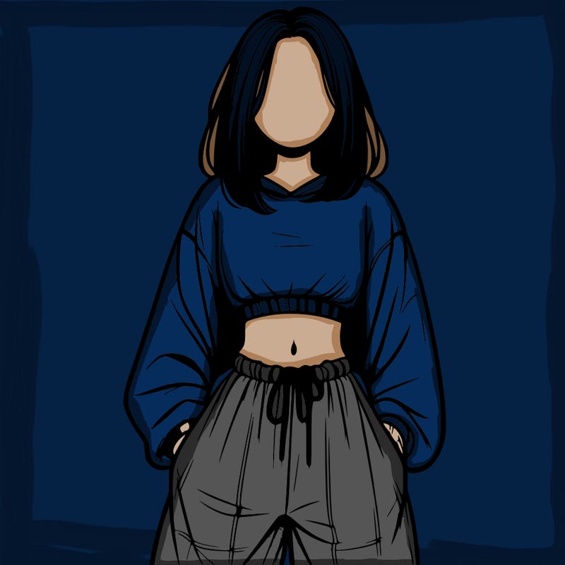 realistic girl faceless with baggy pants and a crop top