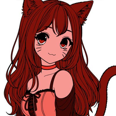 realistic girl with cat ears and a cat tail