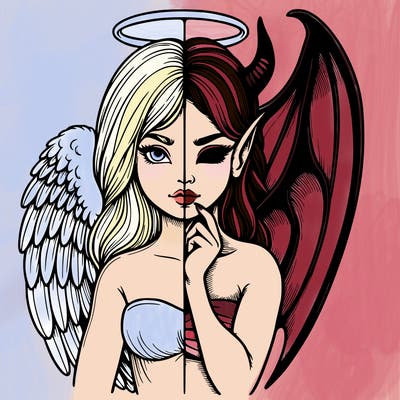 realistic angel half demon