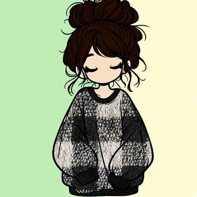 girl with baggy sweatshirt and messy bun