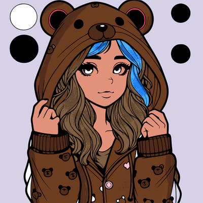 realistic girl in a animal pjs hoodie