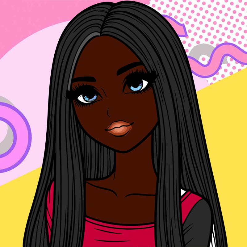 realistic girl with straight and long hair