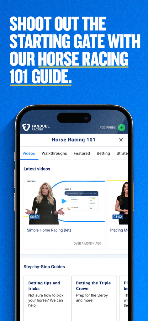 FanDuel Racing app Horse Racing 101 guide with tutorial videos and betting tips