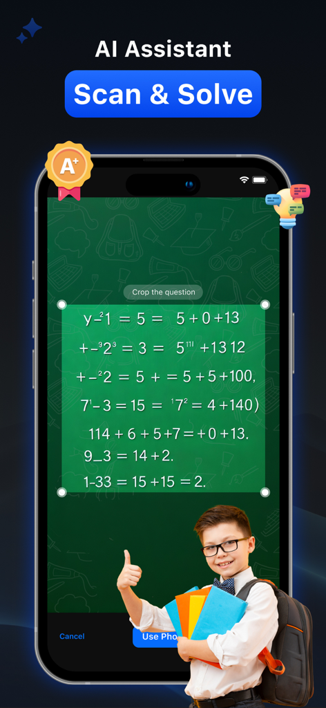 AI Search,Answer Search Engine - AI assistant scanning and solving math equations on a mobile screen
