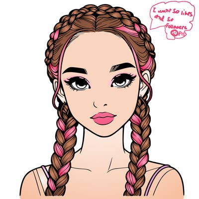 realistic girl with braids