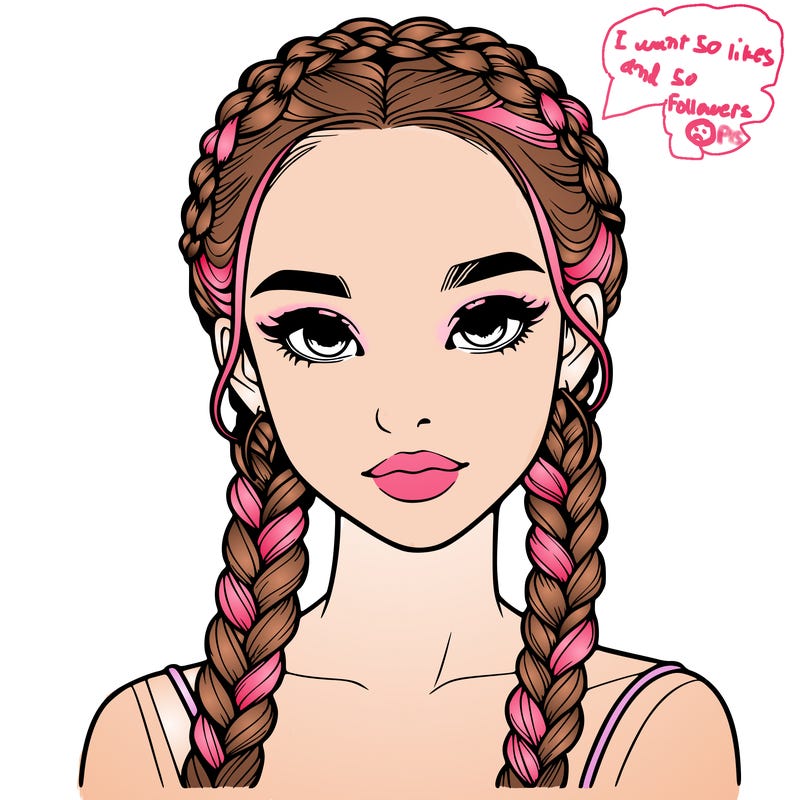 realistic girl with braids