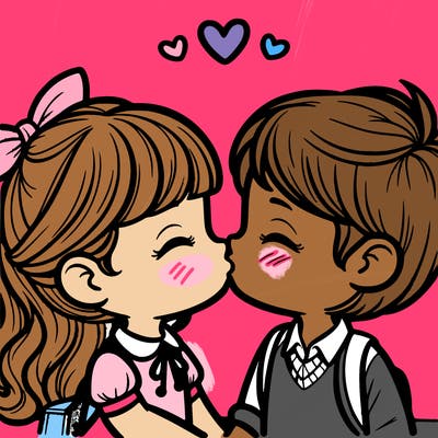 boy and girl kissing