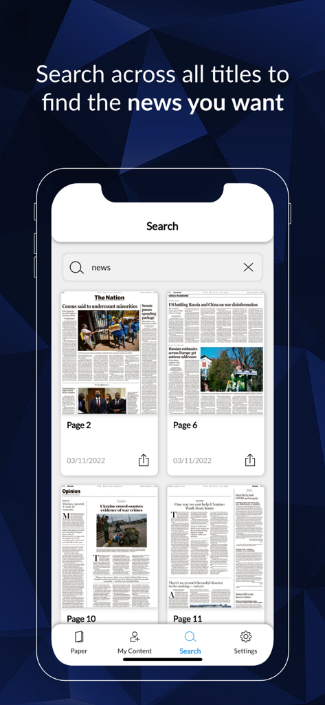 Boston Globe ePaper search screen with newspaper page previews