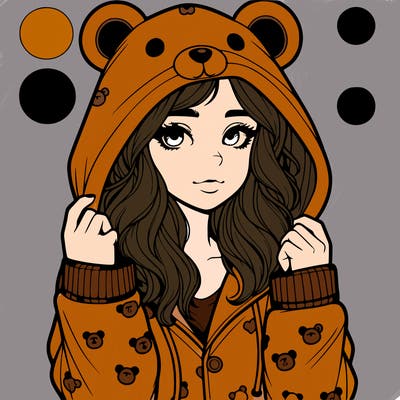 realistic girl in a animal pjs hoodie